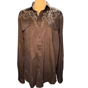 Outlander by Craft + Flow Austyn Western Studded Snap Shirt, Black, Medium